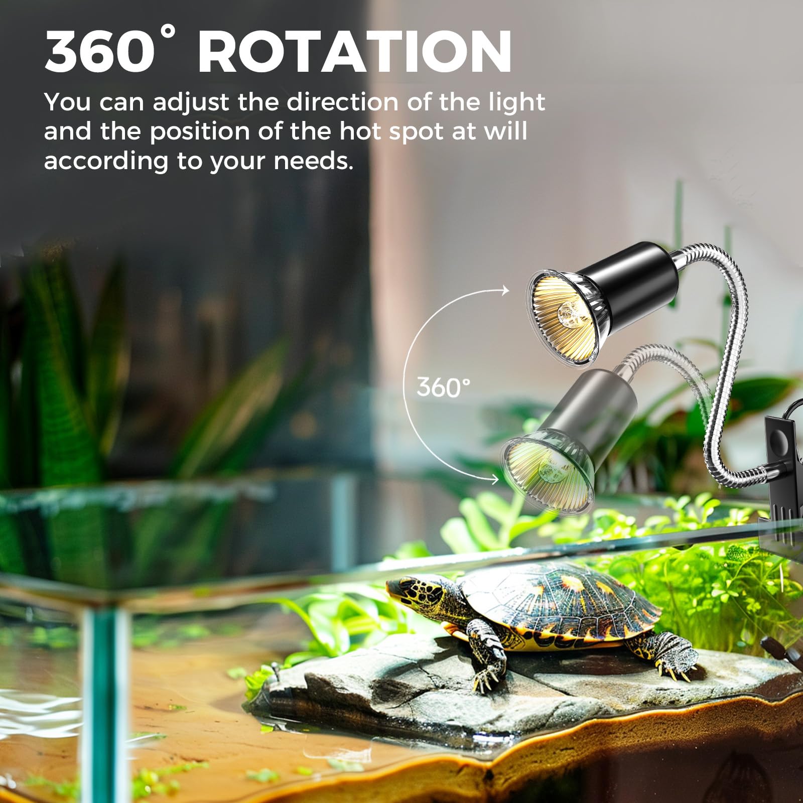 Doright Reptile Heat Lamp, (Maximum Power 100W) E26 Turtle Heating Lamp Holder With Cycle Timer & Temperature Control, Turtle He