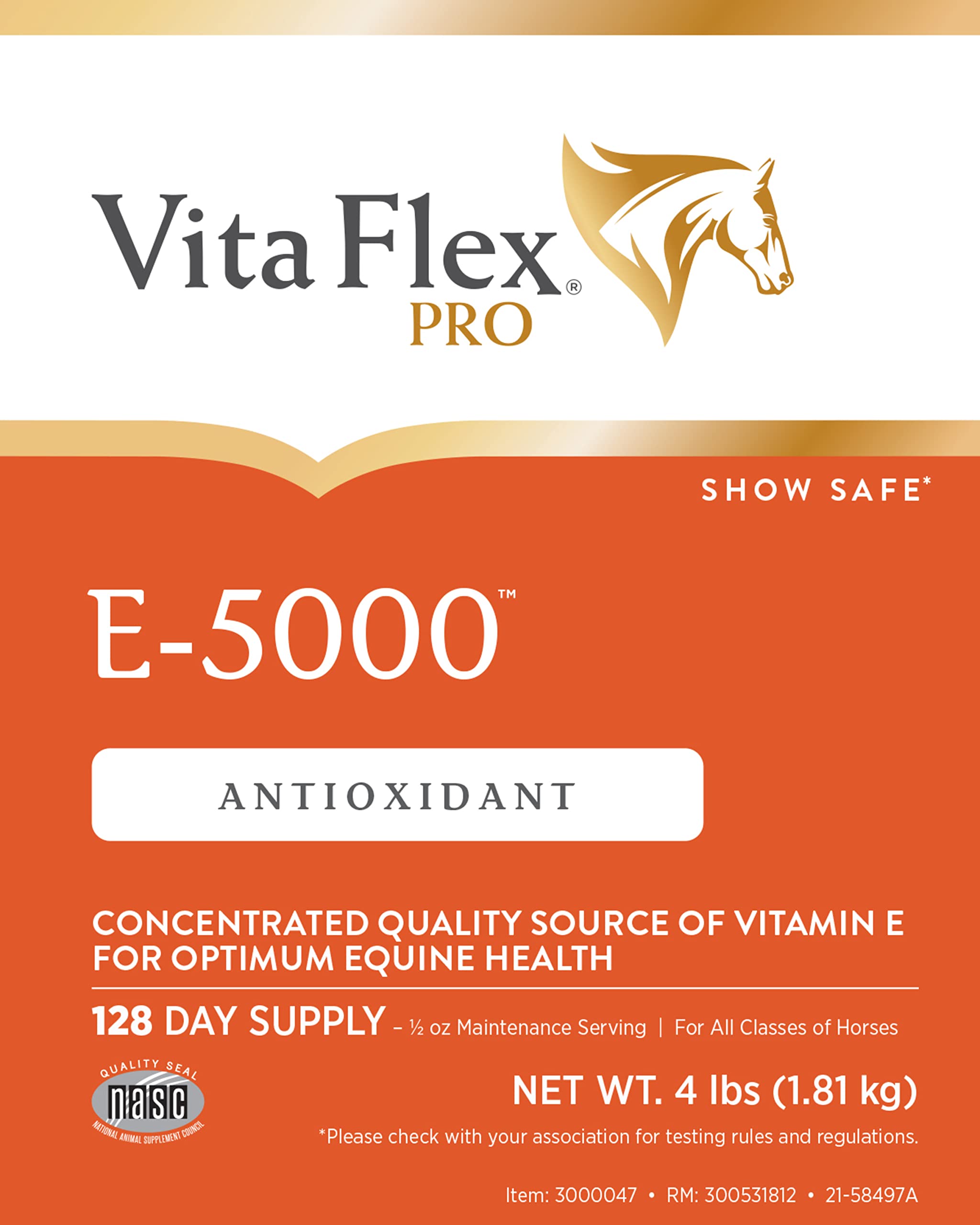 Vita Flex Pro E-5000 Premium Quality Horse Vitamin E, 4 lbs., 128-Day Supply