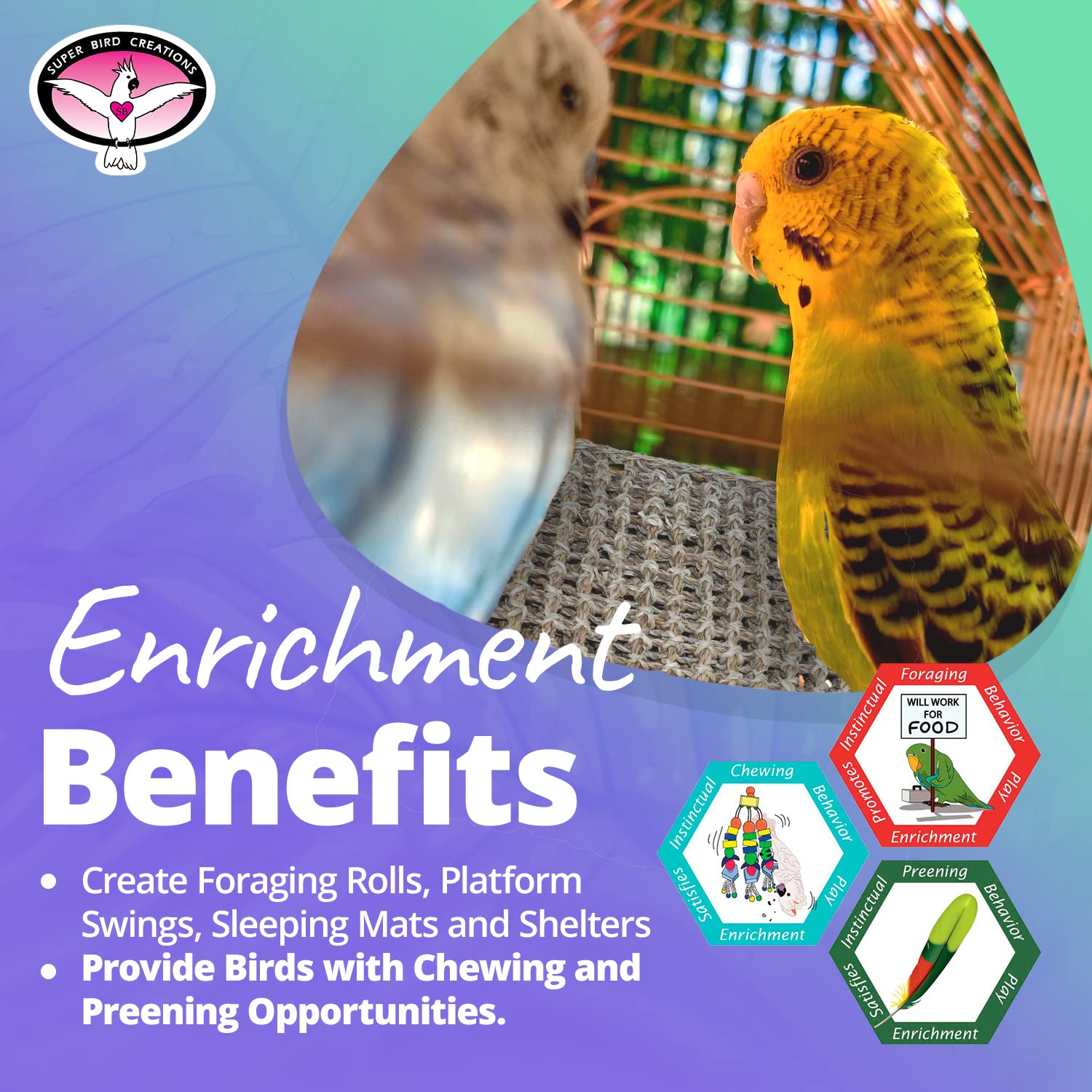 Super Bird Creations Sb50006 Seagrass Mat For Cage Decor, Pet Enrichment And Boredom Relief - Versatile Toy-Making Base - Ideal