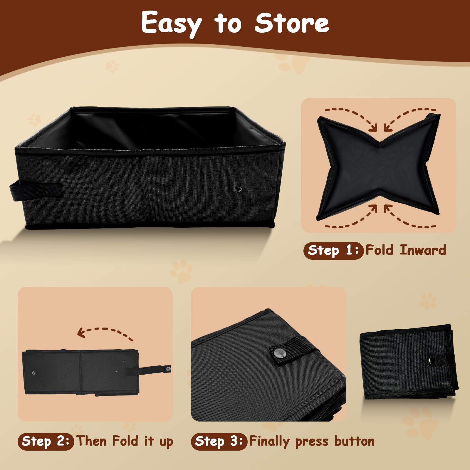 Foldable Travel Litter Box for Cats, Waterproof Portable Cat Travel Litter Box Folding, 15.75 * 11.82 * 3.94 Inches, Traveling &