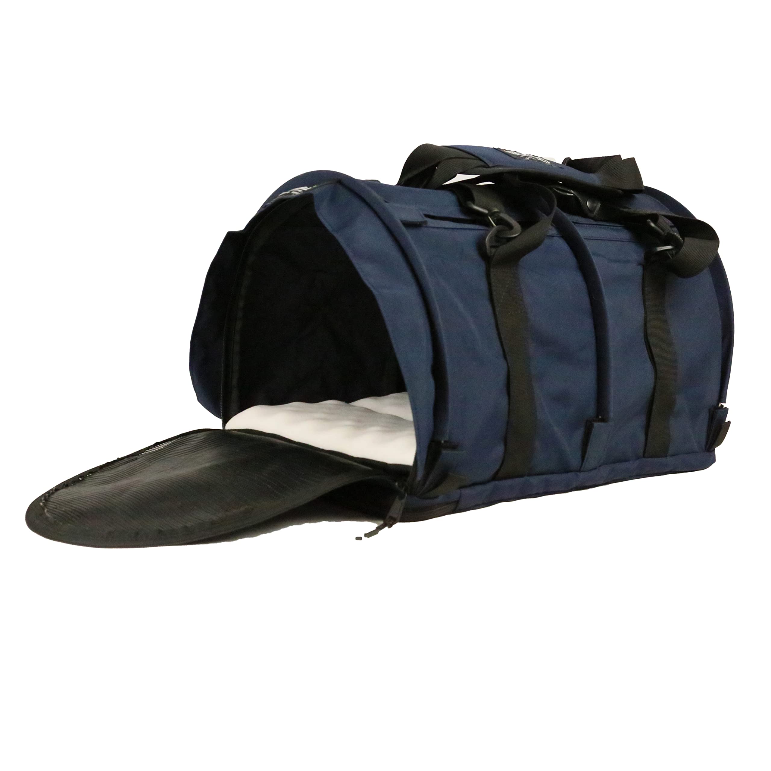 Sturdibag Large Pet Travel Carrier: Flexible Height For Cat And Dog Soft Sided With Safety Clips And Seatbelt Straps | Navy, 18'