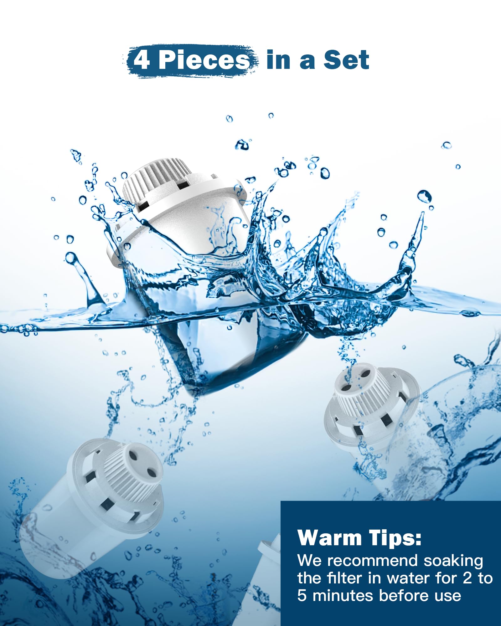 Dog Water Fountain Filters Replacement 4 Packs, 2 Months Set Of Replacement Filters For Large Pet Cat Water Fountain Dog Water B