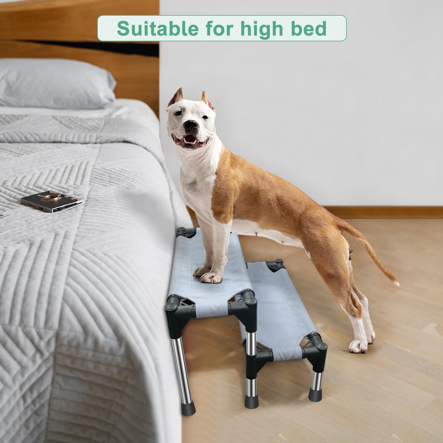 Dog Stairs For Small Dogs - 2 Tiers Dog Steps For High Bed And Couchsofa 12.2 H, Non-Slip Bottom Pet Stairs, For Dogs And Cats