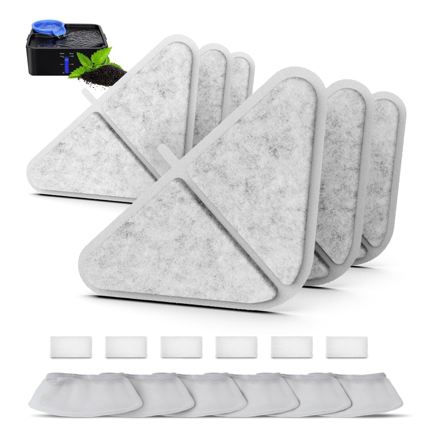 6 Pack Filters Replacements For Automatic Pet Fountains