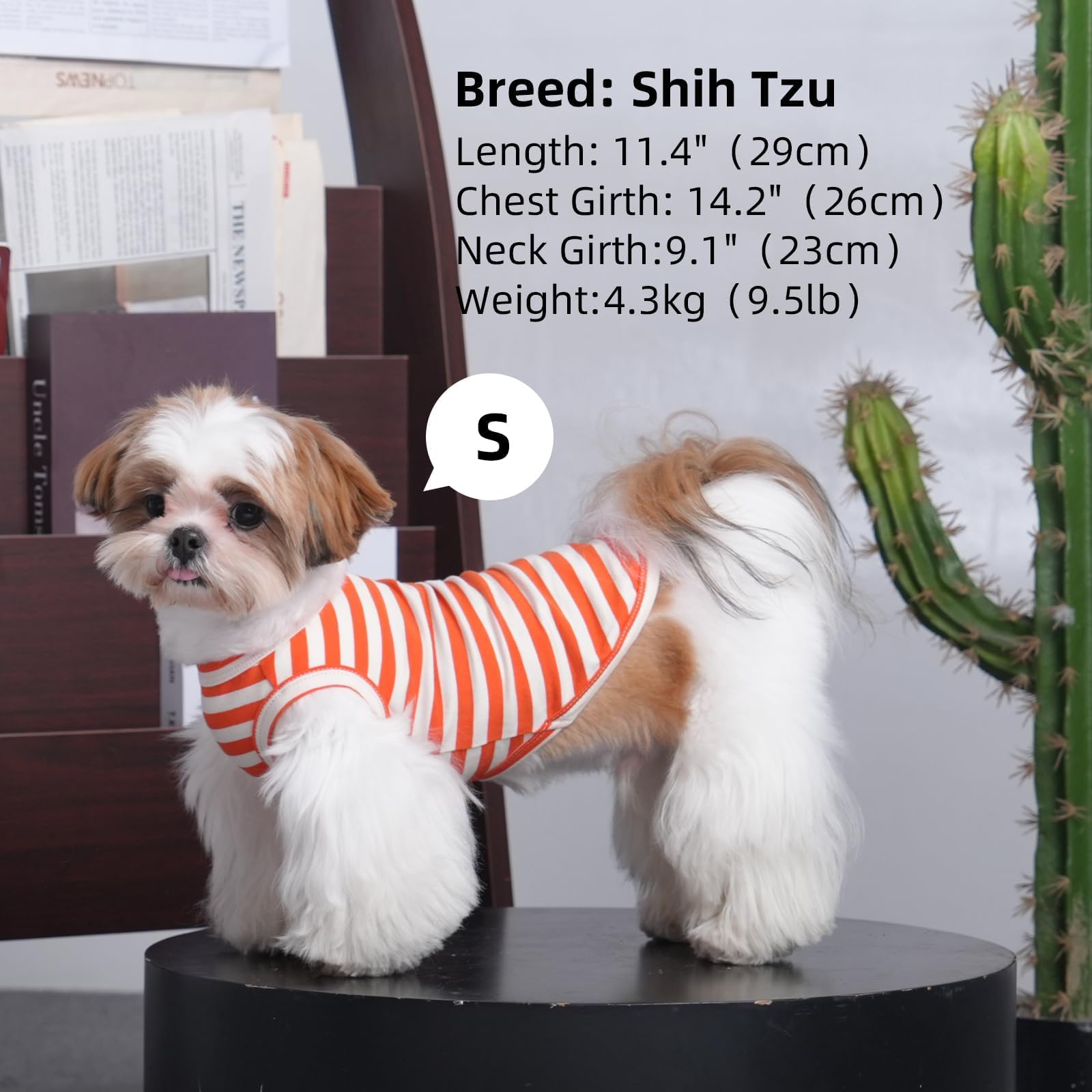 3 Pack Orange Striped Dog T-Shirts,X-Small Sleeveless Puppy Tank Top,Spring Summer Outdoor Sun Protection Tee Shirt,Lightweight