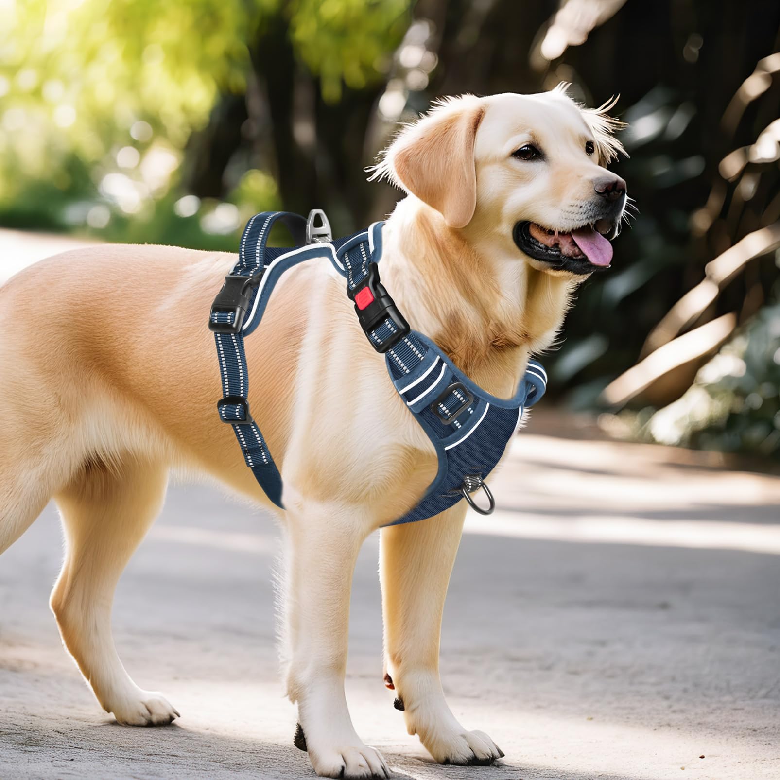 Timos Dog Harness Large Sized, No Pull Pet Harness with Neck Lockable Snap,No Choke Front Clip Dog Reflective Vest,Adjustable Me