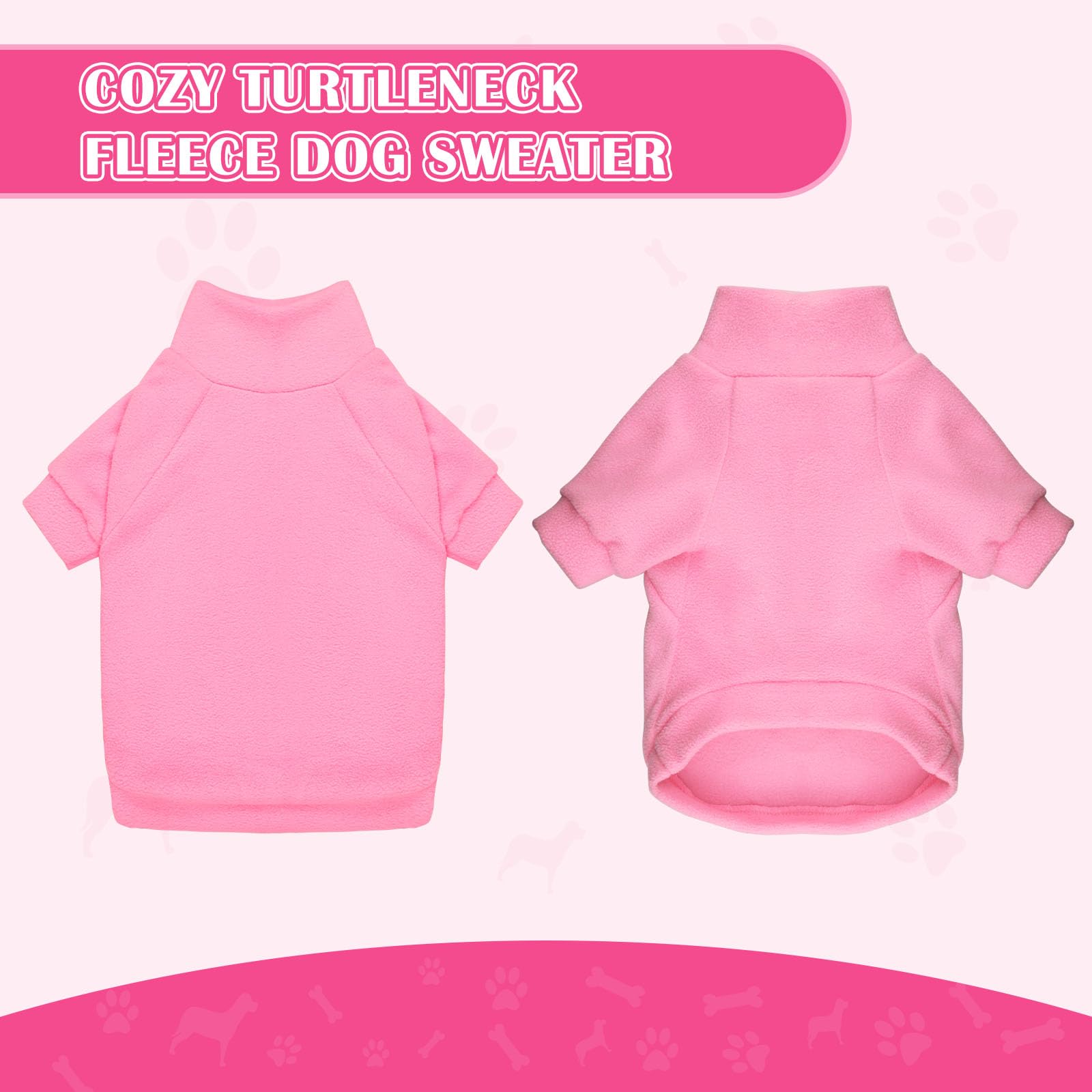 3 Pack Pet Sweaters For Small Dogs, Fleece Turtleneck Soft Warm Dog Sweatshirt Puppy Sweater Boy Girl (Pink+Hotpink+Purple,S)