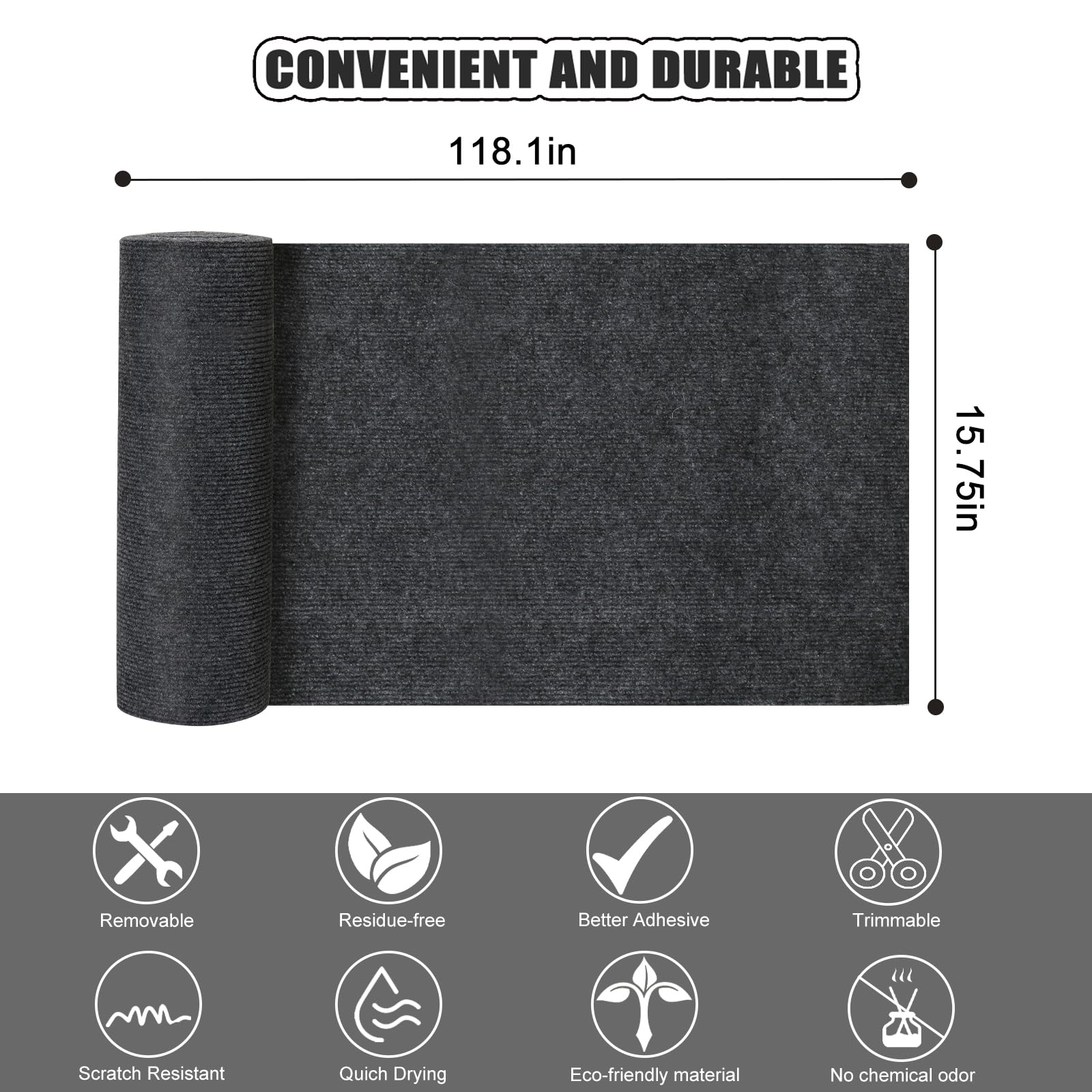 Large 118.1X15.8 Cat Scratching Mat - Carpet With Self-Adhesive Trimmable-Adhesive Carpet, Cat Scratch Furniture Protector R