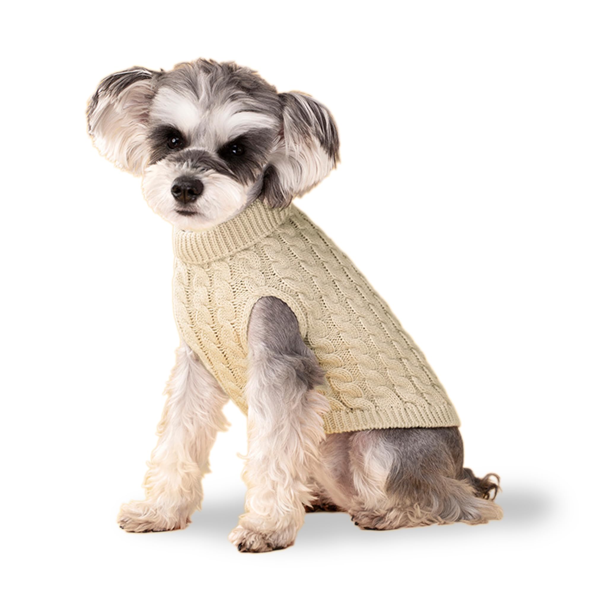 Dog Sweater, Khaki M Dog Pullover Sweater, Turtleneck Knitwear, Dog Outfits for Small Dogs and Medium Dogs, Warm Clothes for Bul