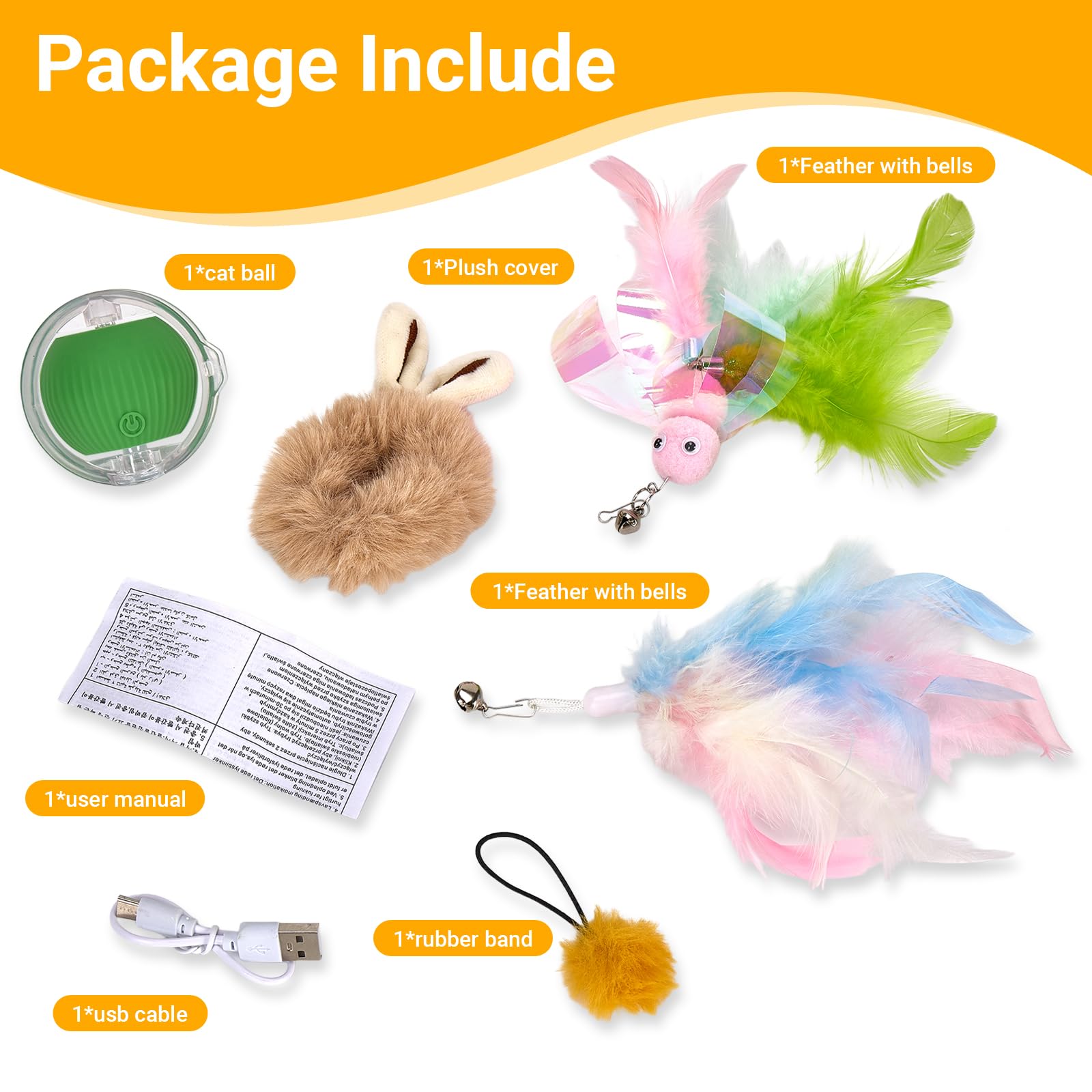 WISDOM RISING FLOURISH Interactive Cat Toys for Indoor Cats, Motion Activate Ca t Toy, Smart Kitten Rolling Ball Moving Ball Toy