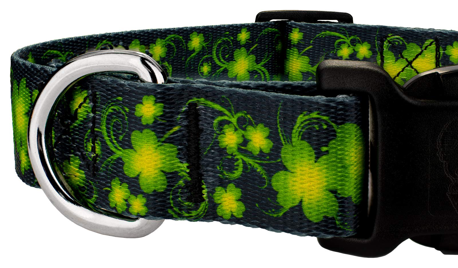 Country Brook Petz - Deluxe Clovers In The Wind Dog Collar - Irish Pride Collection Featuring Lucky Designs (1 Inch, Large)