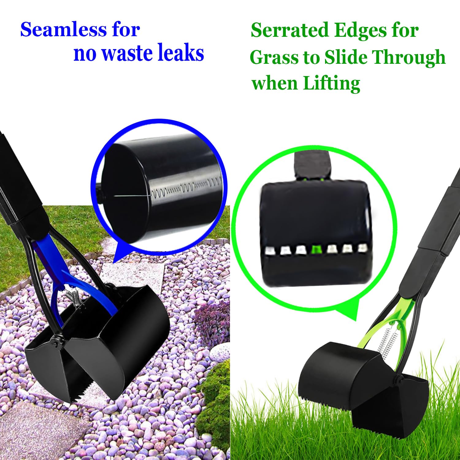 Woilife 2-Piece Ofpooper Scooper For Large Small Dogs Heavy Duty, Long Handle Poop Scoop For Yard, Grass, Gravel, Dog Poop Grabb