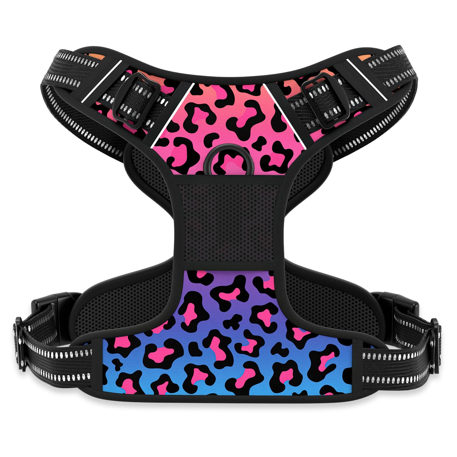Rnivvi No Pull Dog Harness, Cute Leopard Reflective X-Large Sized Puppy Harness, Adjustable Soft Padded Vest for Large Dogs, Hea