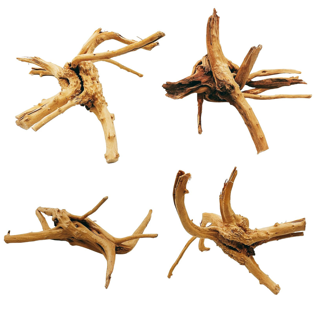 Hamiledyi Driftwood For Aquarium,Natural Spider Wood Reptile Branches Fish Tank Log Ornament Aquarium Trunk Decoration 4 Pcs（8-10Inch）