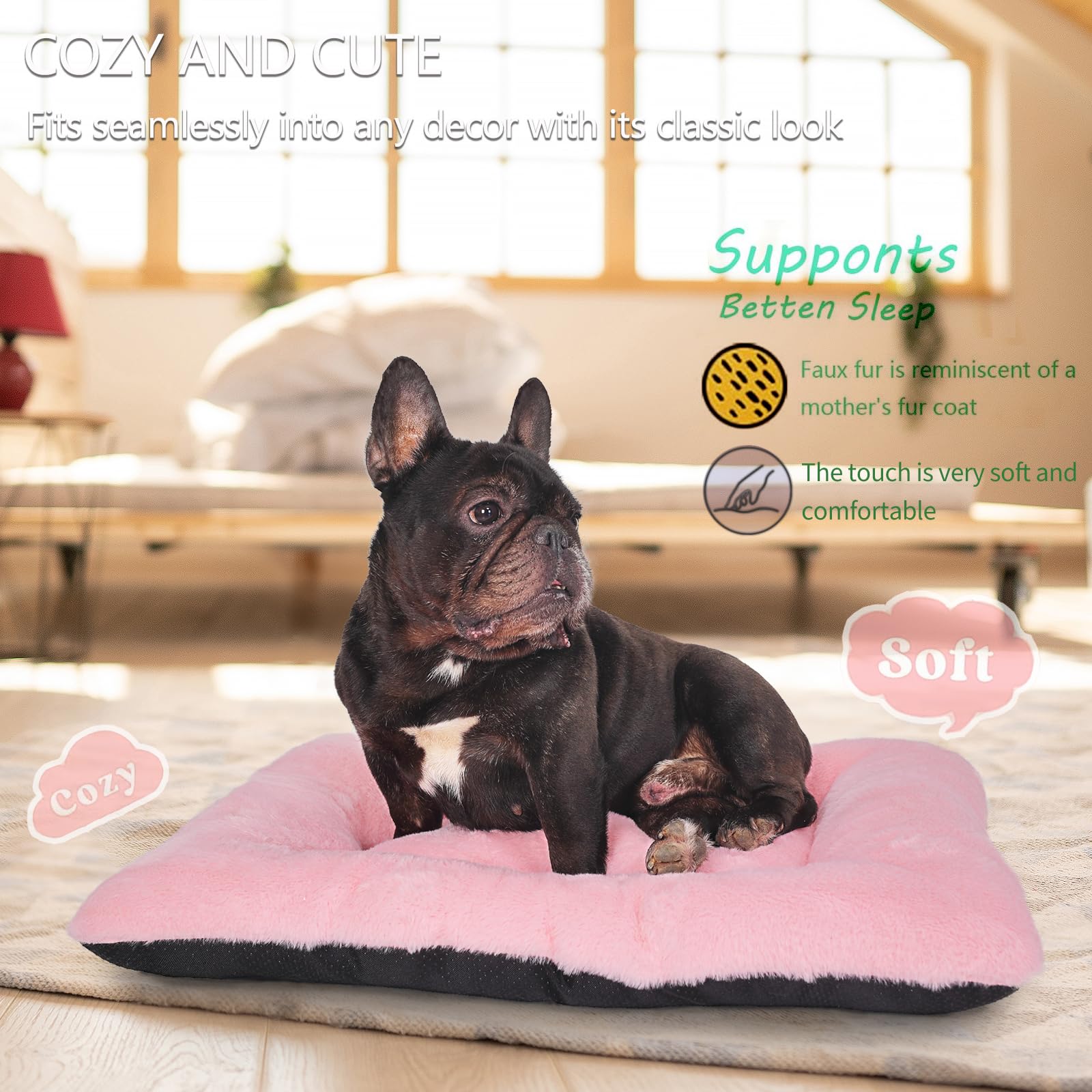 Puppy Crate Beds For Small Dogs And Cats Ultra Soft 24X18 Dog Bed For Crate Washable Cute Kennel Pad Cushion Anti-Slip For Pet C