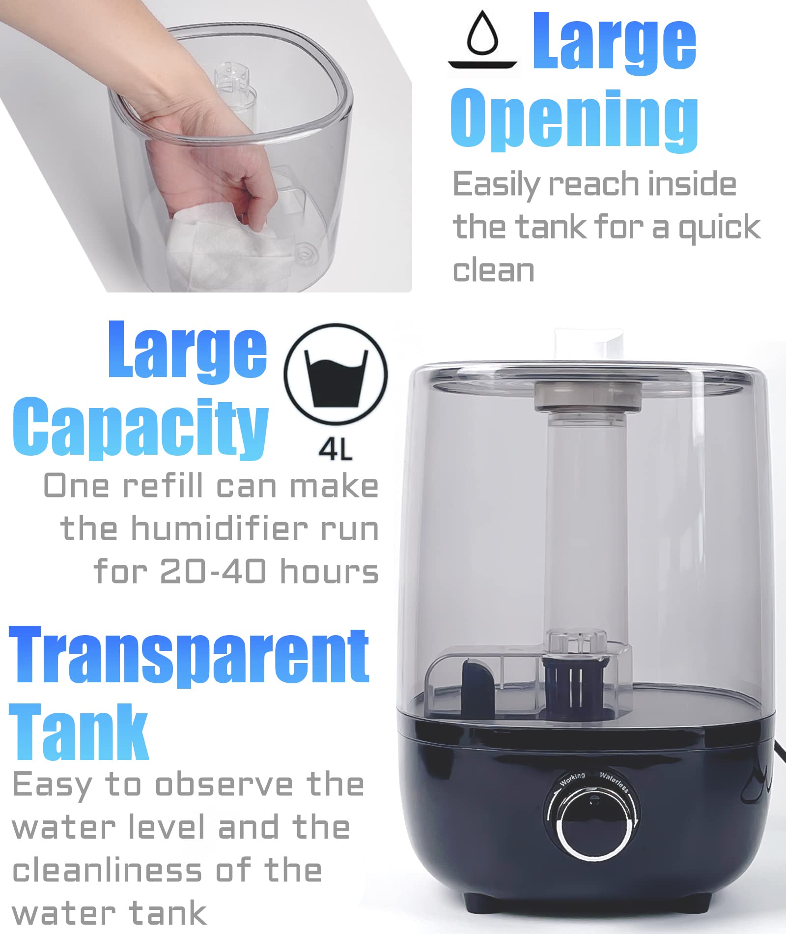 Top Fill Reptile Fogger Terrariums Humidifier Fog Machine Mister With 4L Visible Large Tank & Extension Hoses, Suitable For Terrariums & Enclosures, Ideal For Reptiles/Amphibians/Herps/Vivarium/Moss