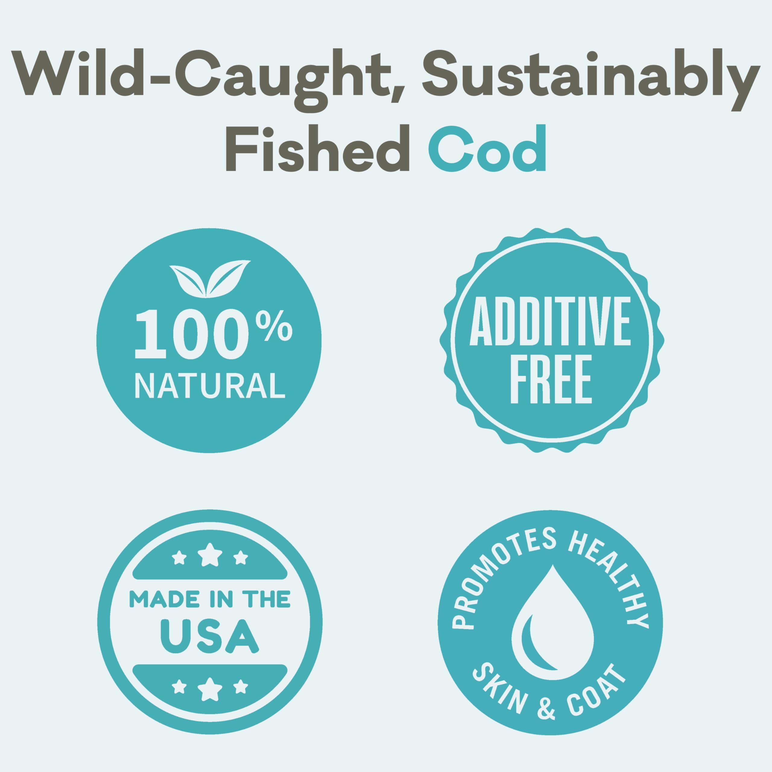 Polkadog Crunchy Alaskan Cod Chip Dog Treats - 100% Wild-Caught Fish Treat for Dogs, Cats - All-Natural, Grain-Free, Gluten-Free