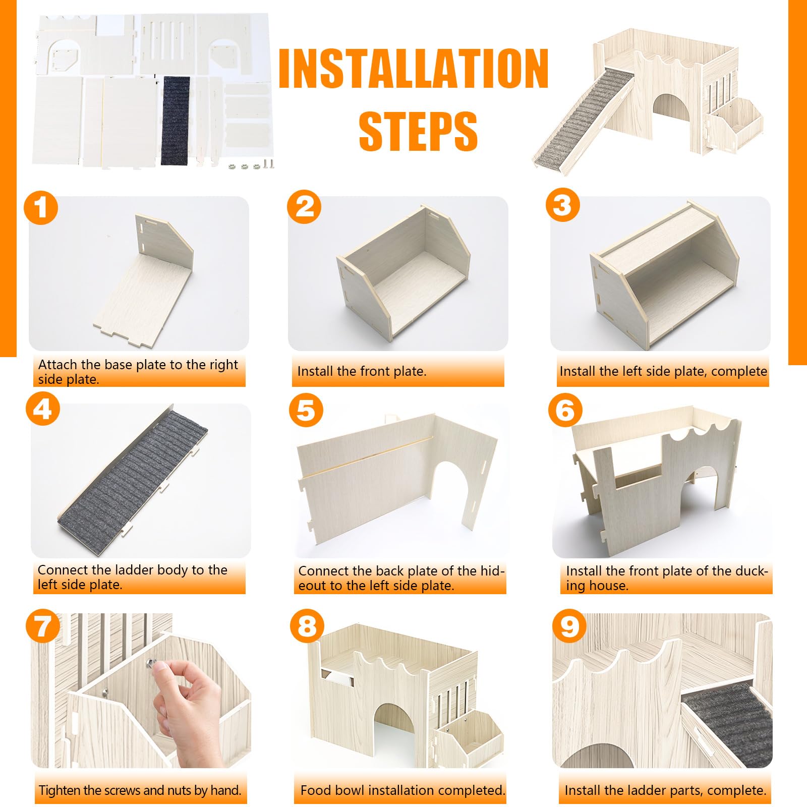 Guinea Pig Hideout House, Wooden Guinea Pig Castle With Feeding Basin, Guinea Pig Toys Accessories For Chinchilla Hamster Hedgeh