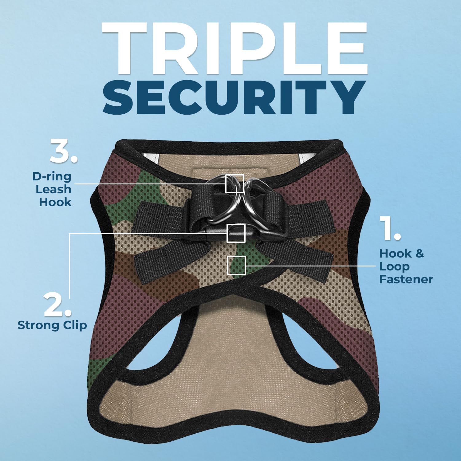 Voyager Step-In Air Dog Harness - All Weather Mesh, Reflective, No Pull Harness For Small, Medium Dogs, Cats - Secure With Hook & Loop Fastener, Buckle, Double D-Rings - Army/Black Trim, S