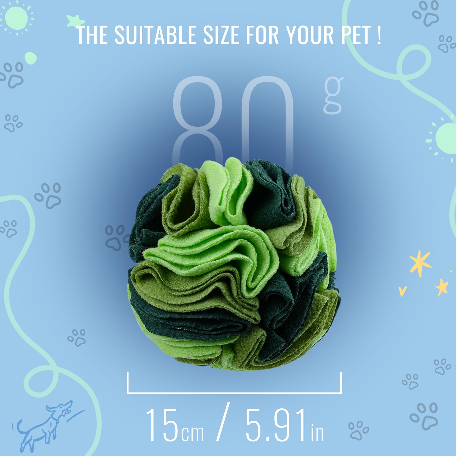 Larimuer Pet Snuffle Ball - Puzzle Sniffing Interactive Toy For Blind Dogs Training, Stress Relief, Enrichment - Treat Ball, Mac
