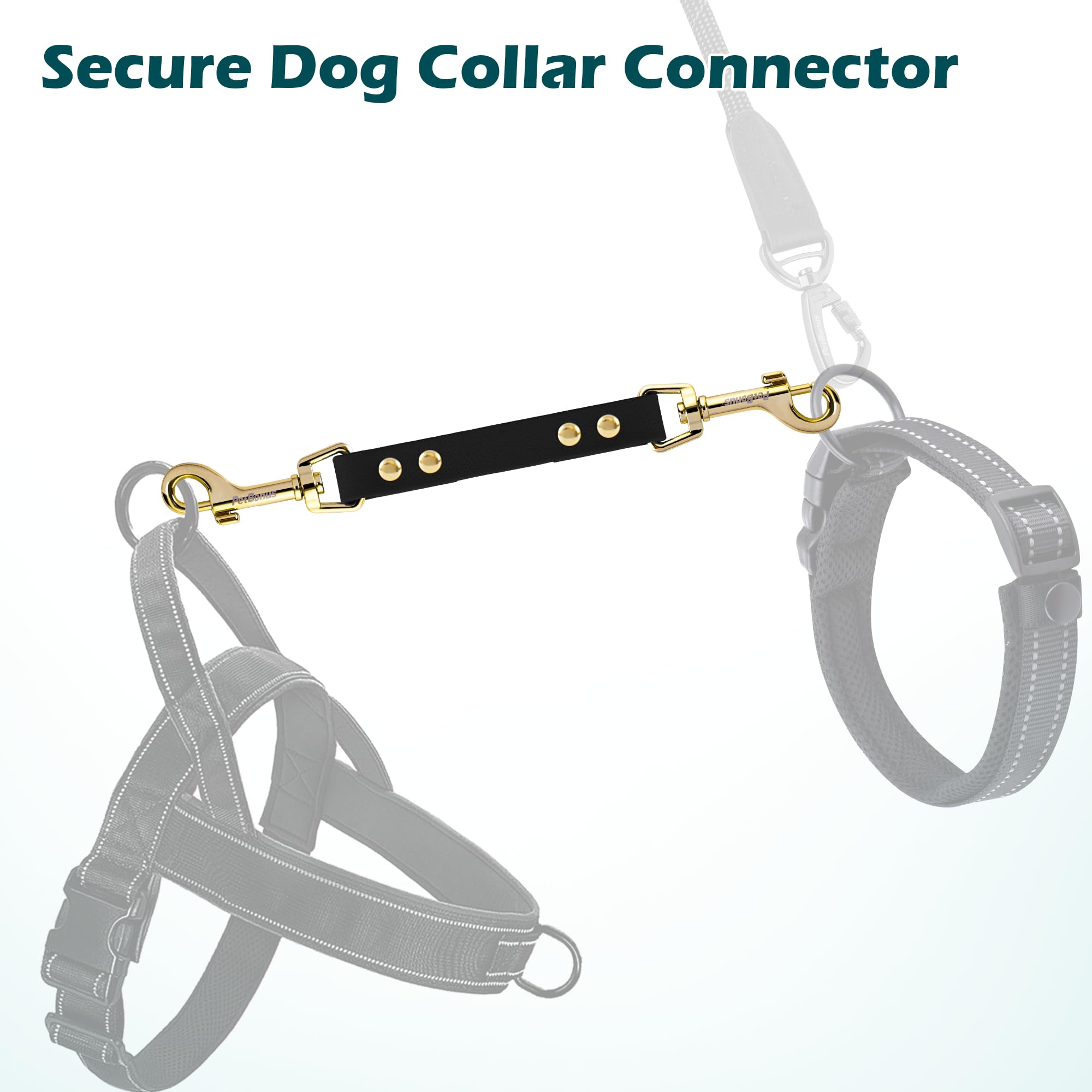 Petbonus Dog Collar Safety Clip, Waterproof Backup Safety Strap For Dog Harness To Prong Collar, Odor Proof Double Ended Clasp L