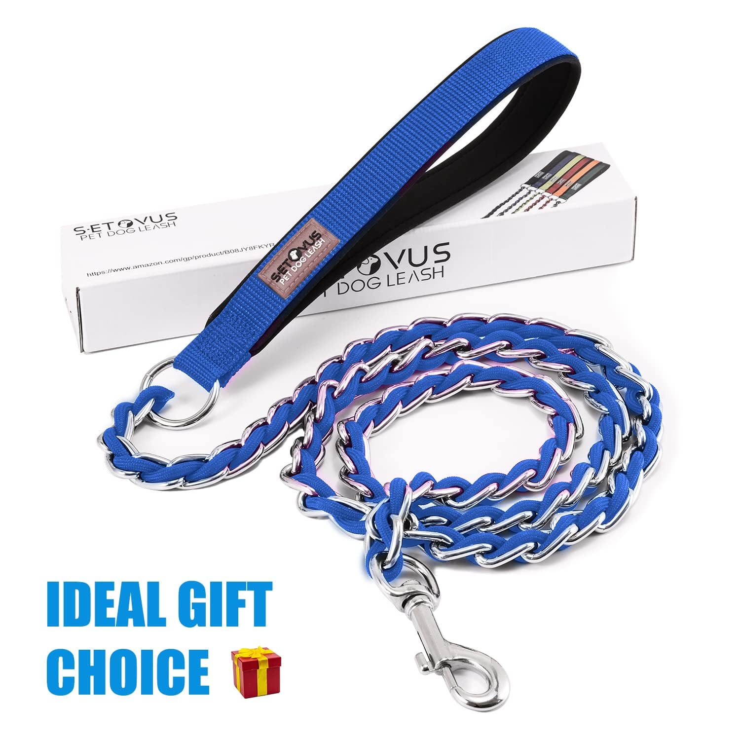 S-Etovus Dog Leash Chew Proof, Chain Leash Anti Chew Dog Leash For Large Dogs Heavy Duty, Indestructible Metal Leash Anti Bite C
