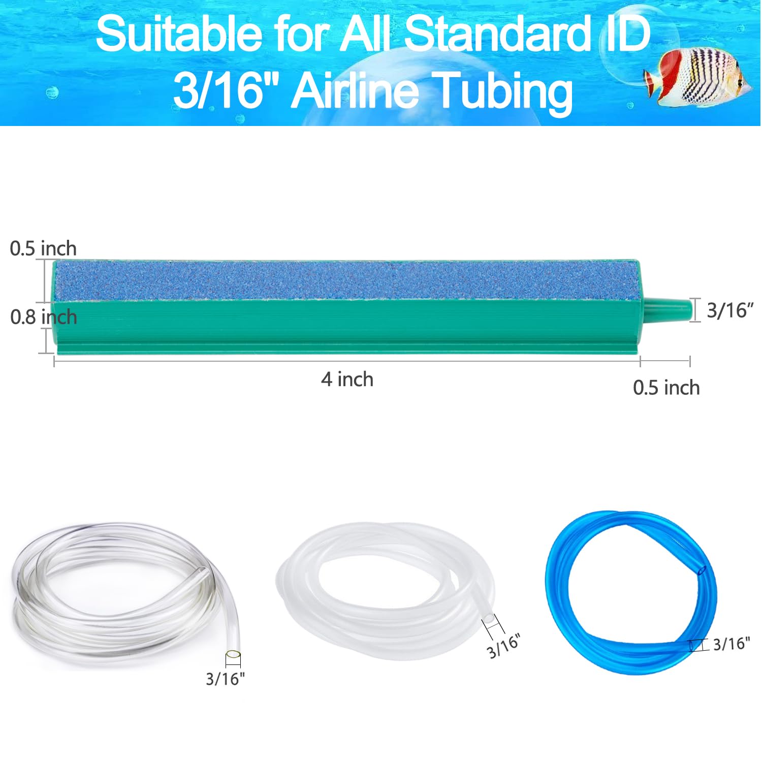 Dekago 🔥 4 Inch Aquarium Air Stone Bar - 5 Pcs Bubble Release Mineral Airstones For Pumps For Your Fish Tank Oxygenation Needs