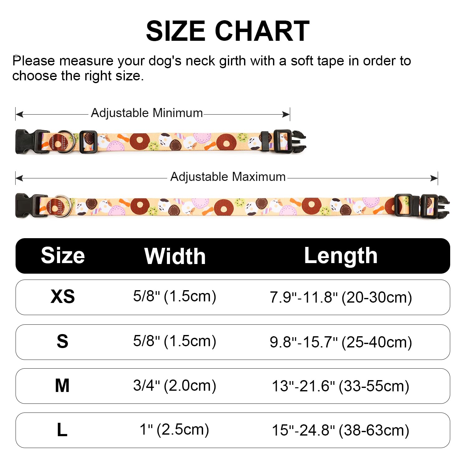 Mercano Adjustable Dog Collar - Special Design Patterns, Soft Nylon Comfortable Durable Pet Collar For Small Medium Large Dogs (L, Beige Cookie)