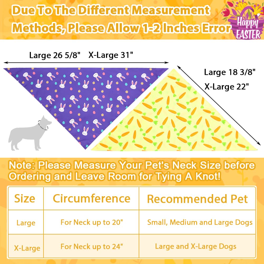 Vivifying Easter Dog Bandanas - 2 Pack Festive Pet Accessories With Cute Bunny And Carrot Patterns, Perfect For Easter Celebrati