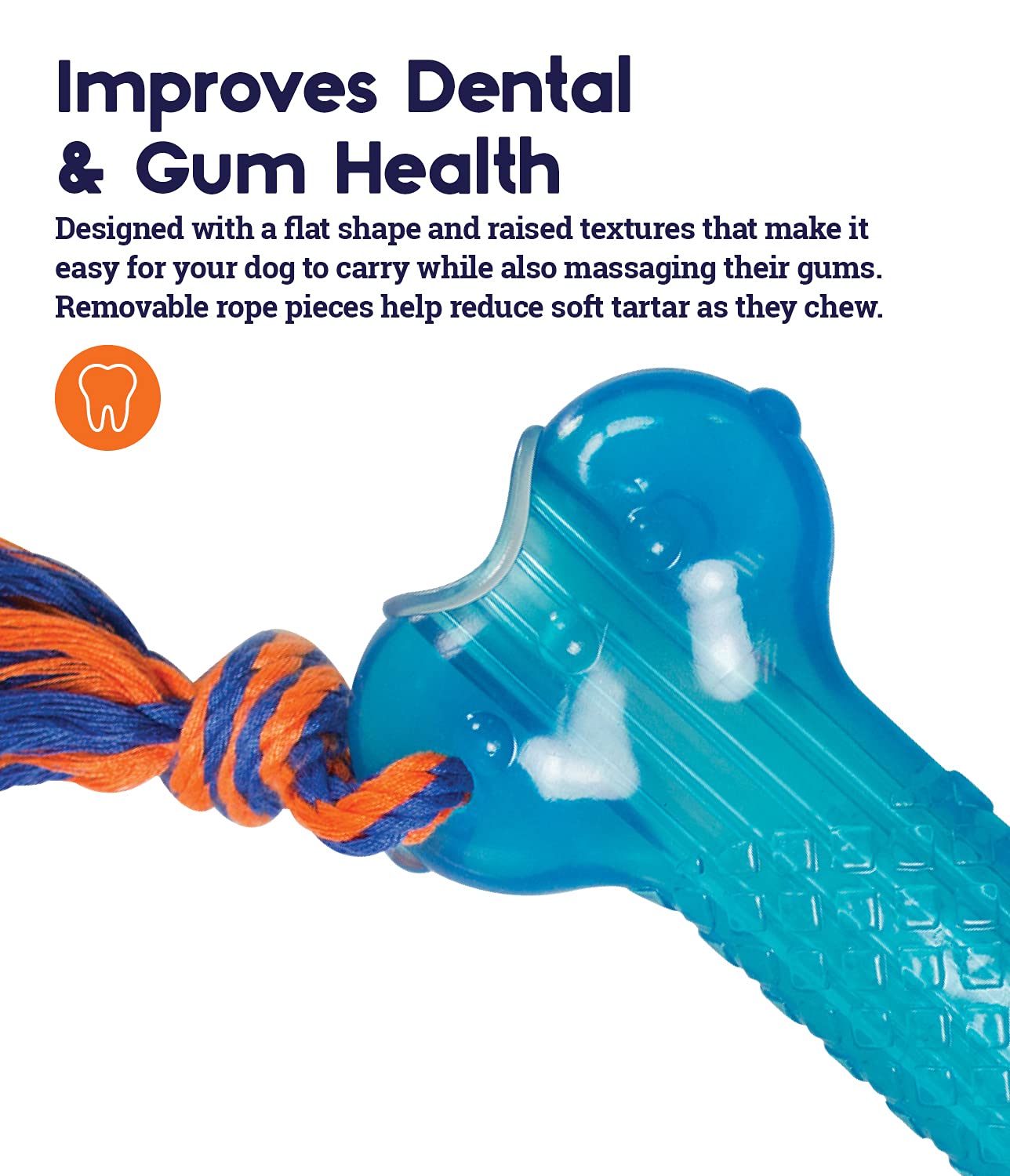 Petstages Orka Bone Royal Blue Treat-Dispensing Dog Chew Toy