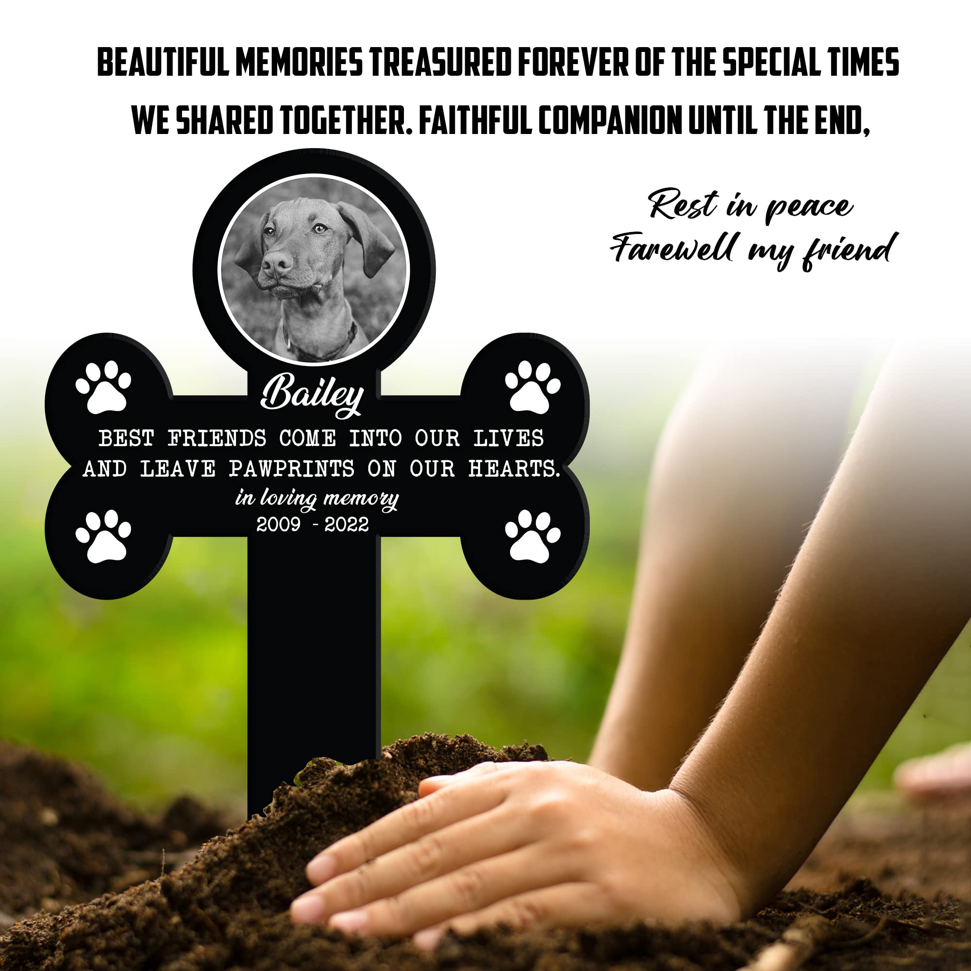 Bfigift Personalized Pet Grave Markers Memorial Pet Loss Sign Pet Plaque Garden Decor To Remember Your Dogs Custom Plaque Stake Dog Yard Stake Grave Supplies Photo In Loving Memory Animal Cats Cross