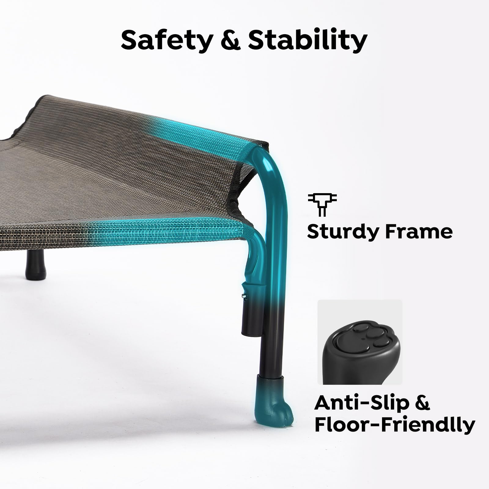 Veehoo Outdoor Elevated Dog Bed, Raised Dog Cot For Small Medium Dogs, Cooling Washable Waterproof Pet Hammock Beds With Slope H