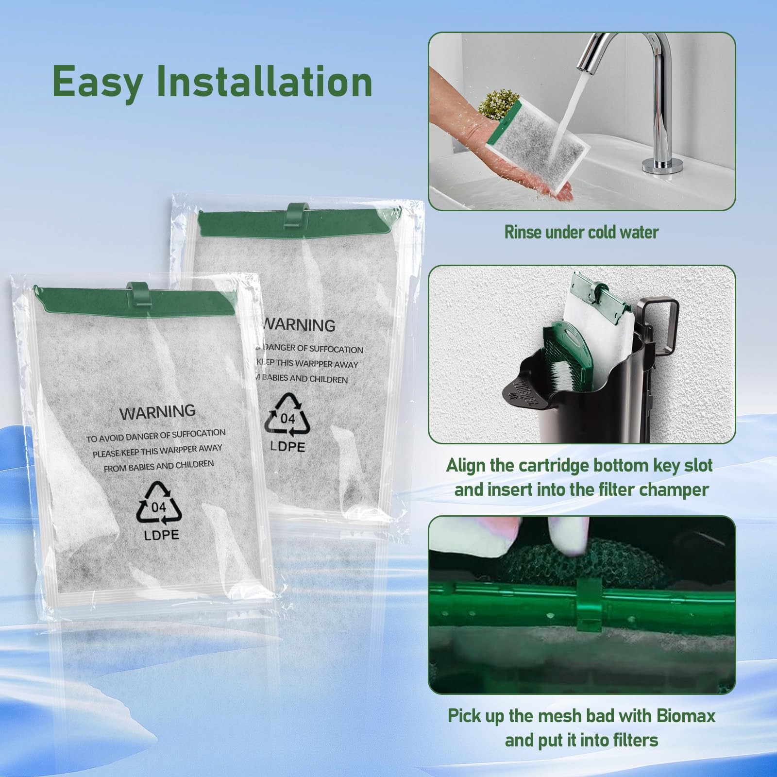 Josramt Medium Filter Cartridge Replacement For Tetra Whisper Bio-Bag Filters Cartridges, 10 Pcs Fish Tank Filters Compatible Wi