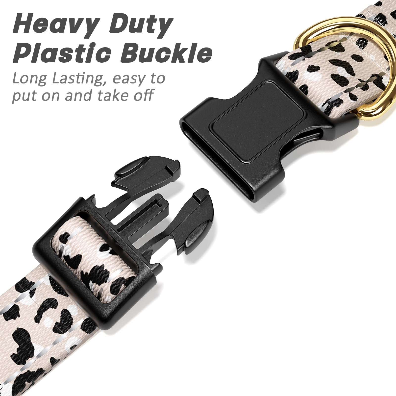 Tmoodel Reflective Dog Collar For Small Dogs, Cute Leopard Style Adjustable Heavy-Duty Nylon Puppy Collar For Boy And Girl Femal