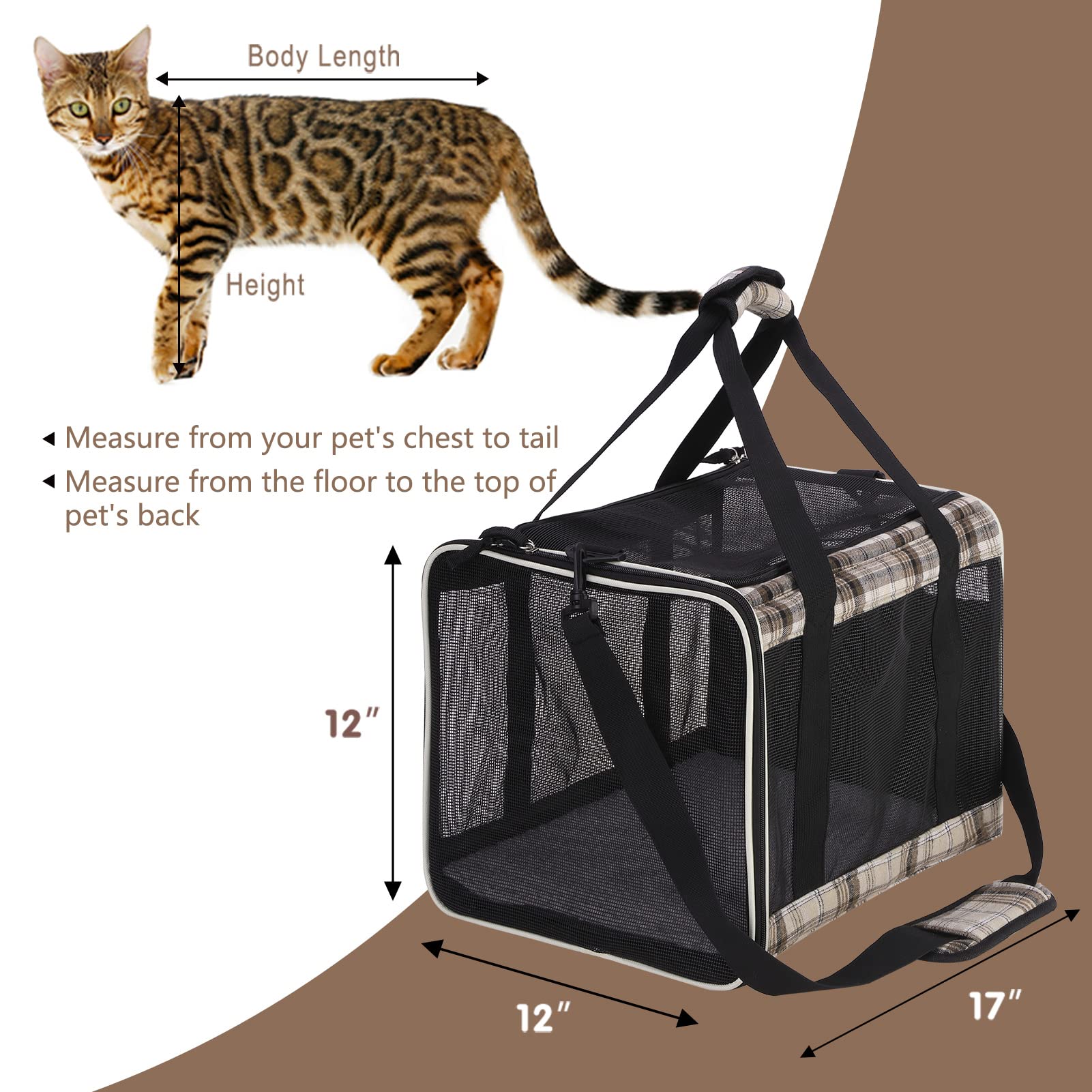 Expawlorer Cat Carrier Large, Soft-Sided Pet Carrier For Cat,Top Load Cat Travel Carriers For Medium Cats Under 25, Airline Appr