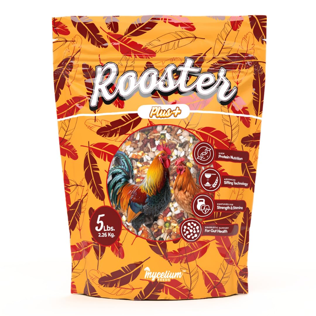 Mycelium Organic Rooster Plus Feed (5 LB Bag) | High-Protein Chicken Feed with Vitamin Support for Strength, Stamina & Gut Healt