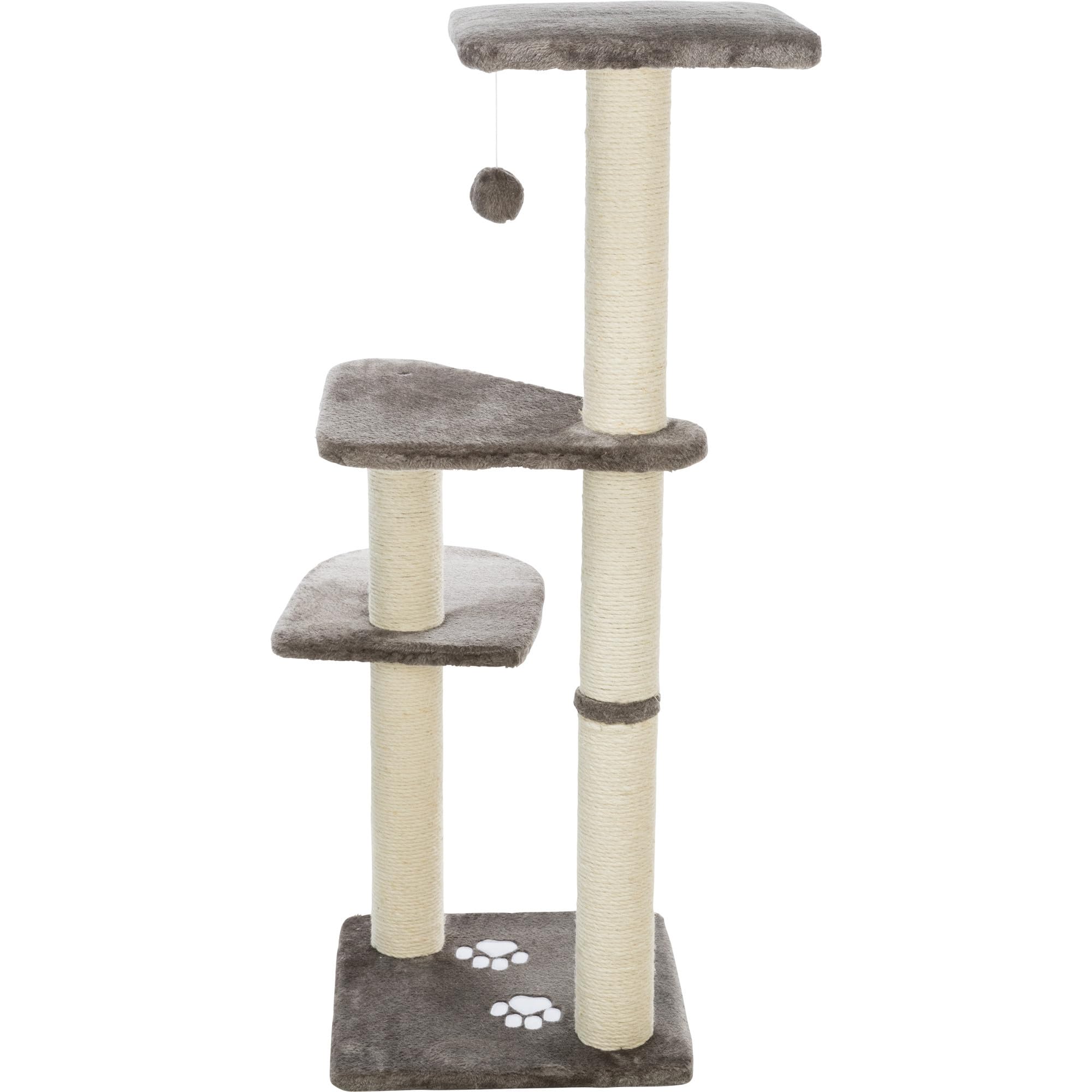Trixie Altea Cat Tree, Tall Scratching Posts, 3 Elevated Platforms, Dangling Cat Toy, Cat Playground, Platinum Gray