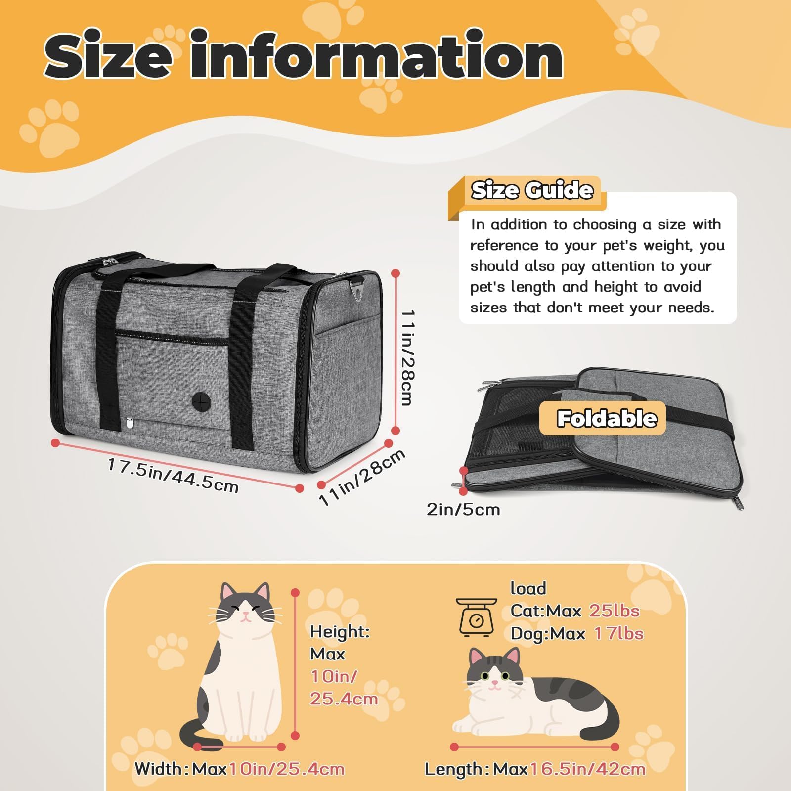 Yudodo 25 Lbs Lightproof Pet Carriers Airline Approved Dog Cat Travel Soft Sided Carrier Reflective Mesh Safe Pet Cat Carrier Foldable Portable Small Animal Rabbit Puppy Cat Carrier Grey Green