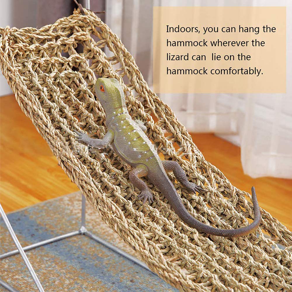 kathson Reptile Hammock Bed for Bearded Dragons & Geckos, 29.52x7.08, Black, 100% Natural Grass Fibers, Climbing Toy &