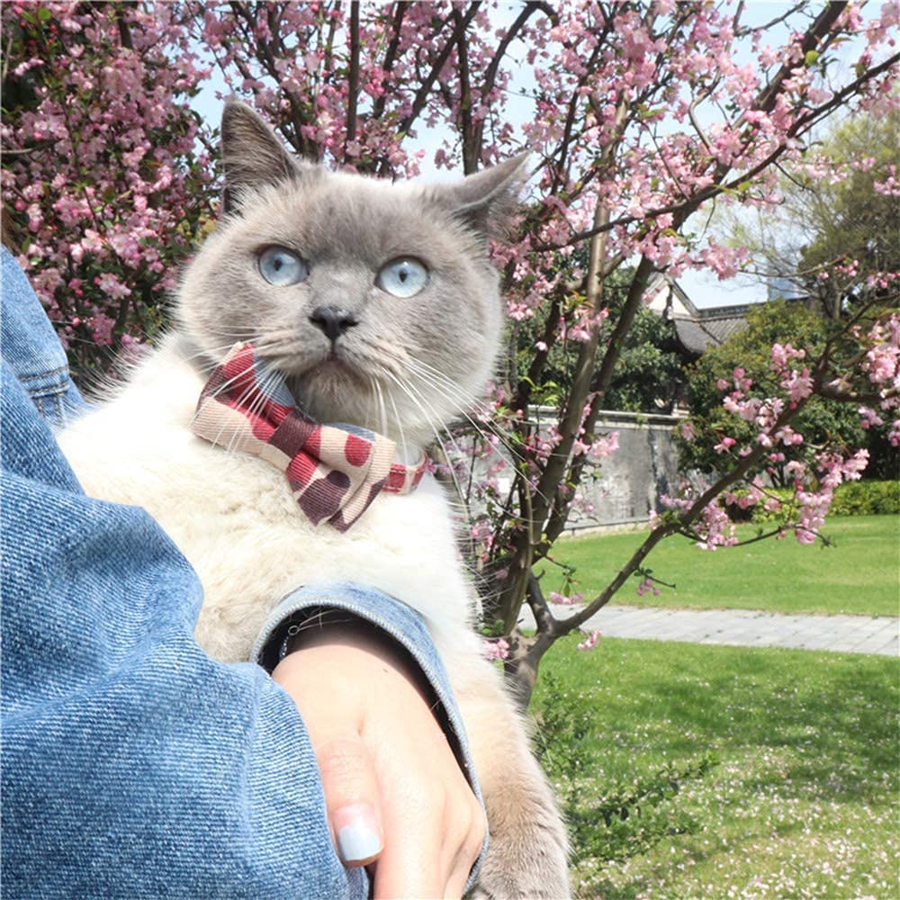 Cat Collar Bowtie With Bell, Quick Release Buckle Safety And Durable Kitties Kittens Cats Breakaway Collar Set Of 2 Pcs(6.8-10.8In) (Camouflage 1&Camouflage 2)