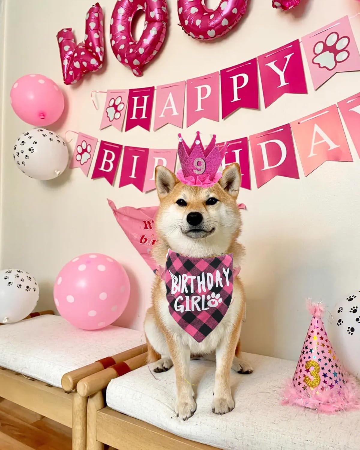 Wentigdy Dog Birthday Party Supplies,Birthday Boy Dog Bandana,Dog Birthday Scarf Hat With Numbers Fits Dogs With Neck Circumfere