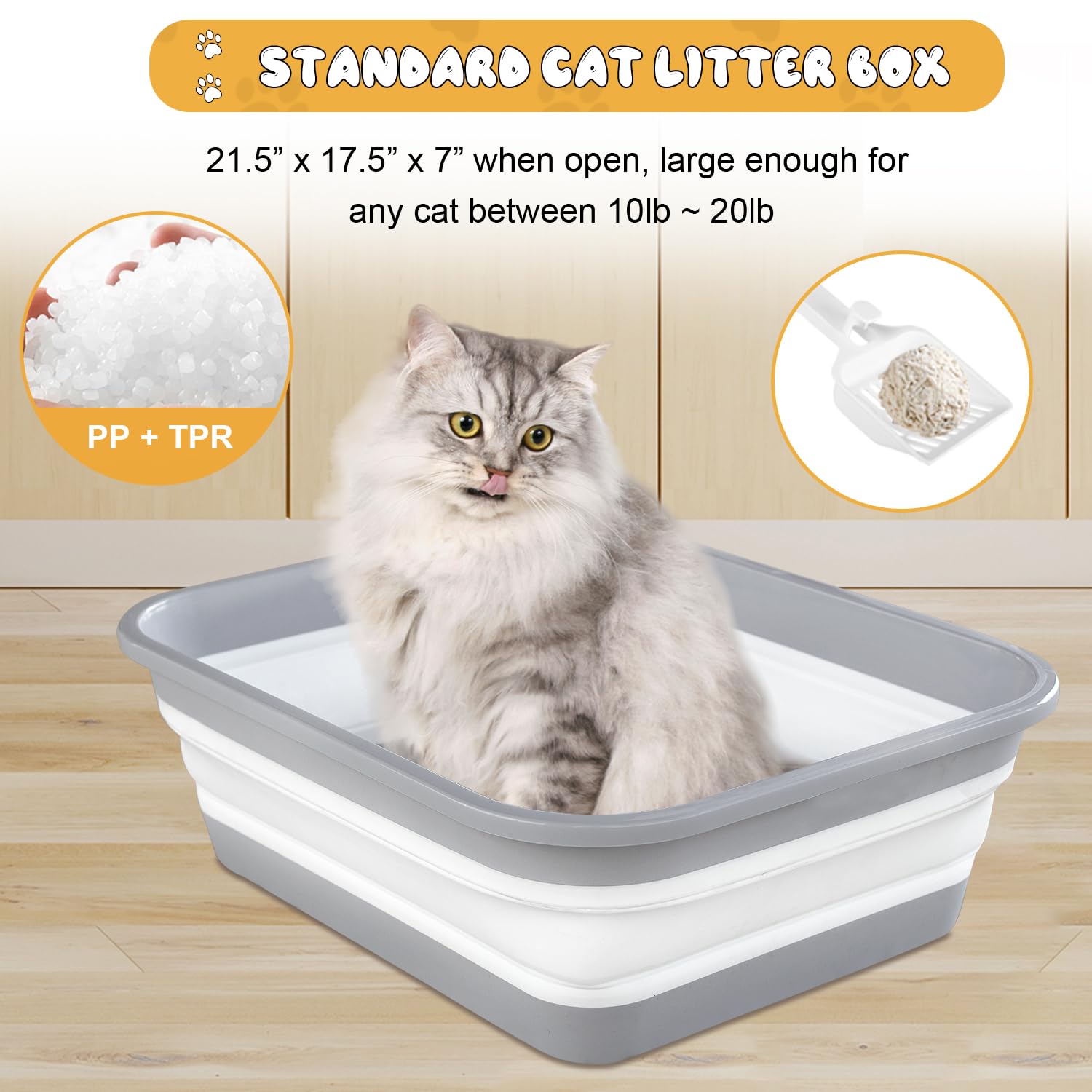 Maohegou Senior Cat Litter Box, Three Legged Arthritic Open Low Entry For Sick Frail Handicap Disabled Cats, Older Elderly Corne