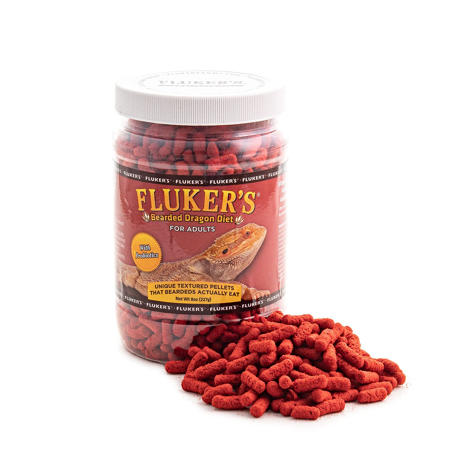 Flukers Bearded Dragon Food, For Adult Bearded Dragons, Pellet Diet Rich in Protein, Fats, Vitamins, and Minerals, 3.4 oz