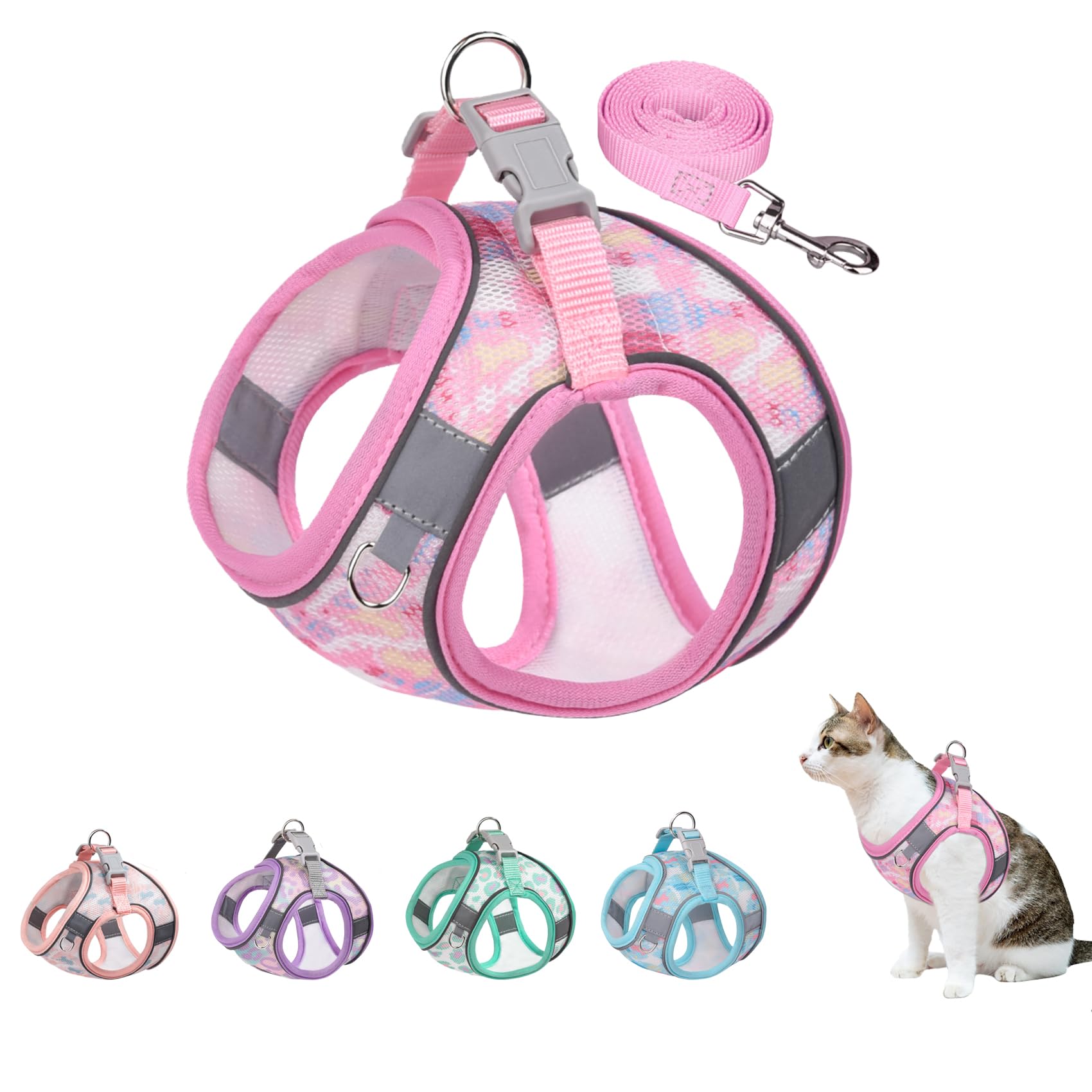 Btdcfy Step In Mesh Dog Harness & Leash Set - Breathable Air Mesh, Reflective, Escape Proof - No Choke, Lightweight - Xxs (Neck: