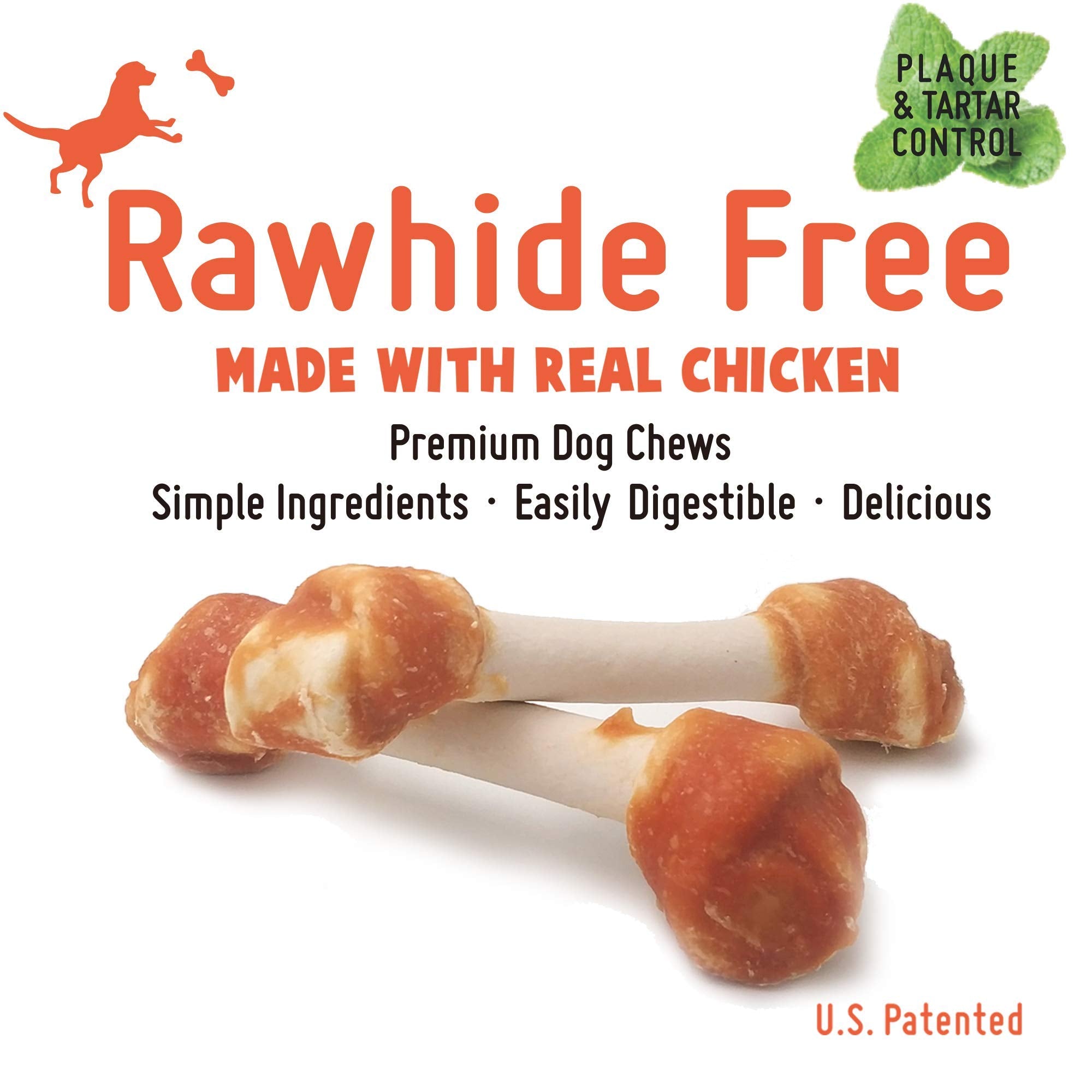 LuvChew Chicken Dog Chew Bones Medium, Rawhide Free, Grain Free, Made with Real Chicken & Wholesome Vegetables, Knotted Bones Me