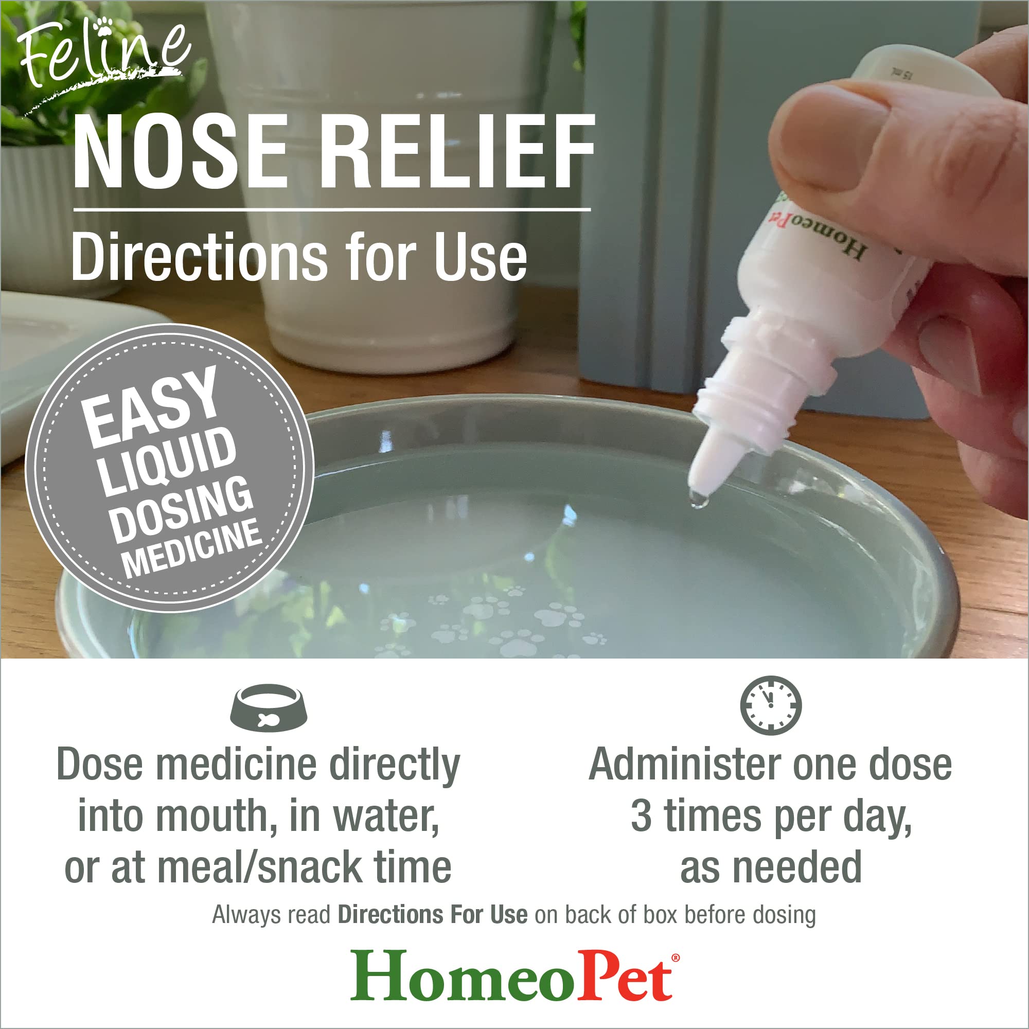 HomeoPet Feline Nose Relief, 3-Pack, 15 mL Each - Natural Allergy Relief for Cats