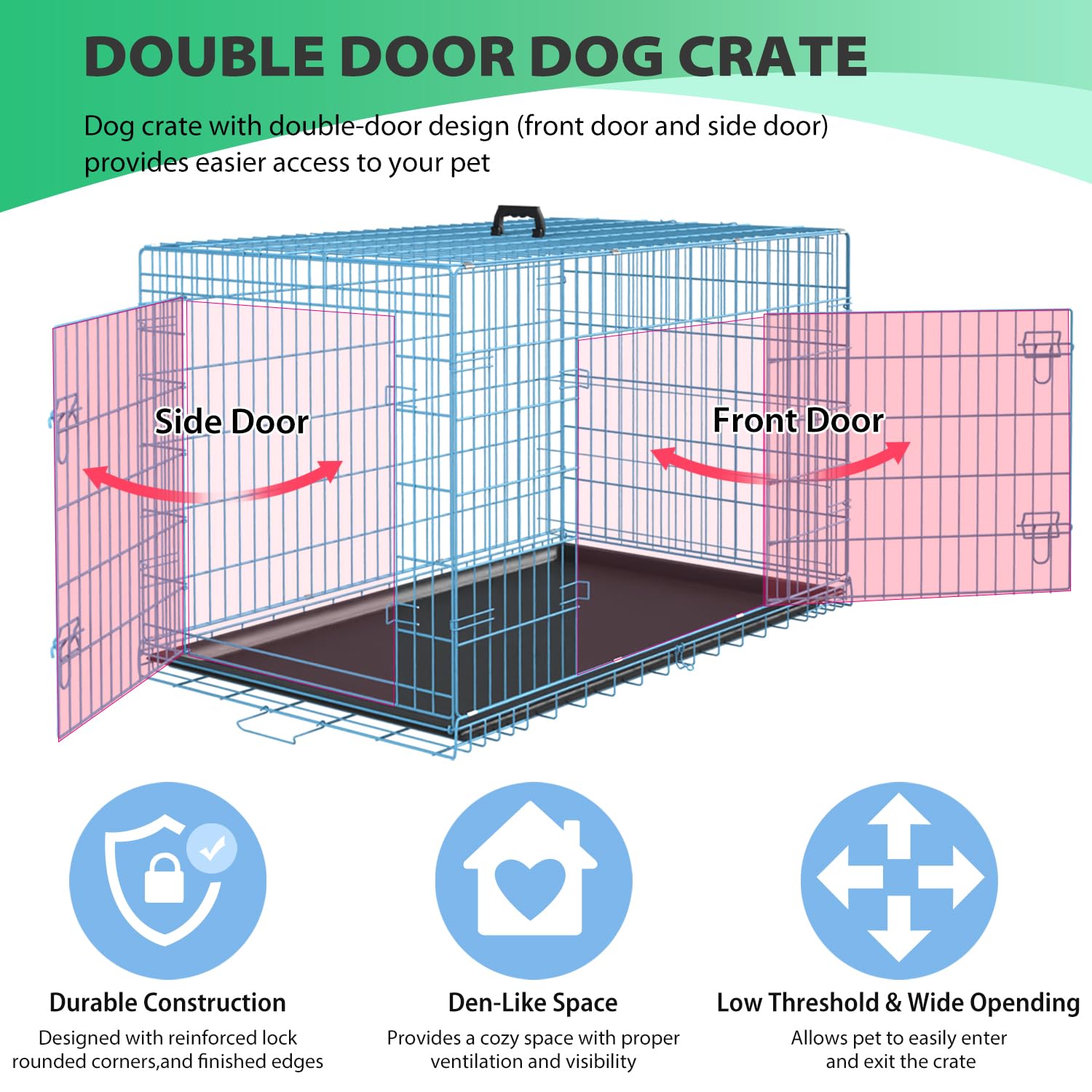 BestPet 24 Inch Dog Crates for Small Dogs Folding Mental Wire Crates Dog Kennels Outdoor and Indoor Pet Dog Cage Crate with Doub