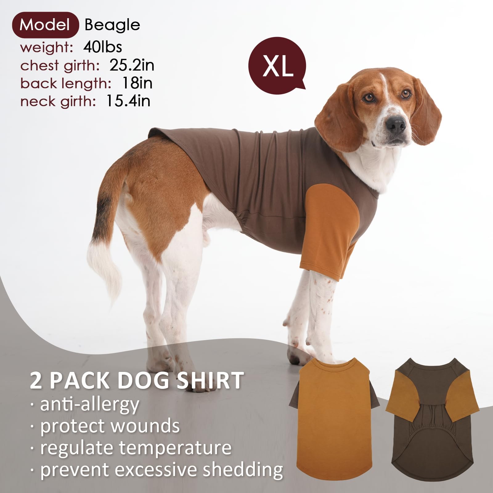 Ikipuko 2 Pack Dog Shirt For Medium Dogs - Soft Breathable Summer Cool Tee, Lightweight Comfortable Dogs Clothes For Sensitive S