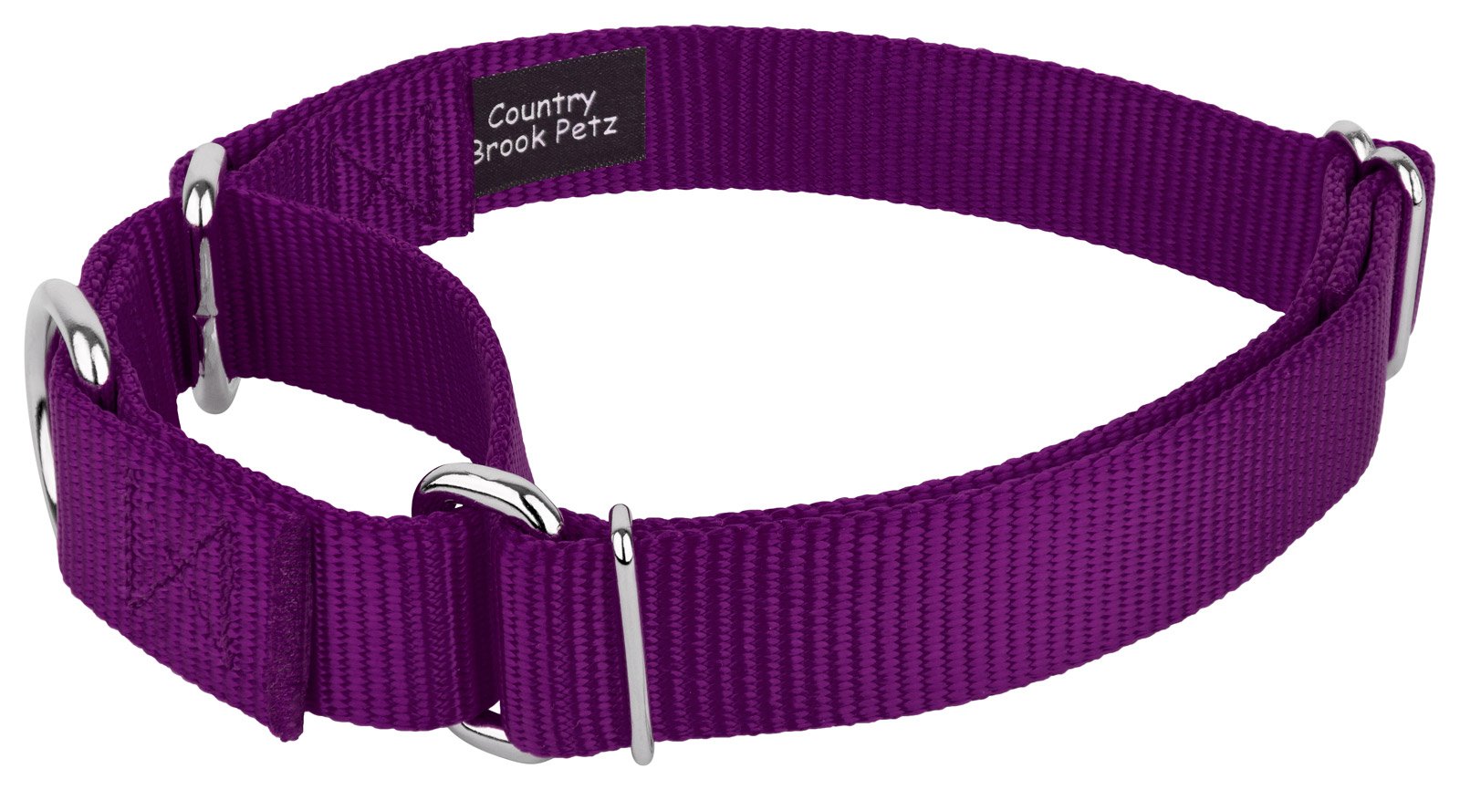 Country Brook Petz - Purple Martingale Heavy Duty Nylon Dog Collar - 21 Vibrant Color Options (3/8 Inch Width, Mini)