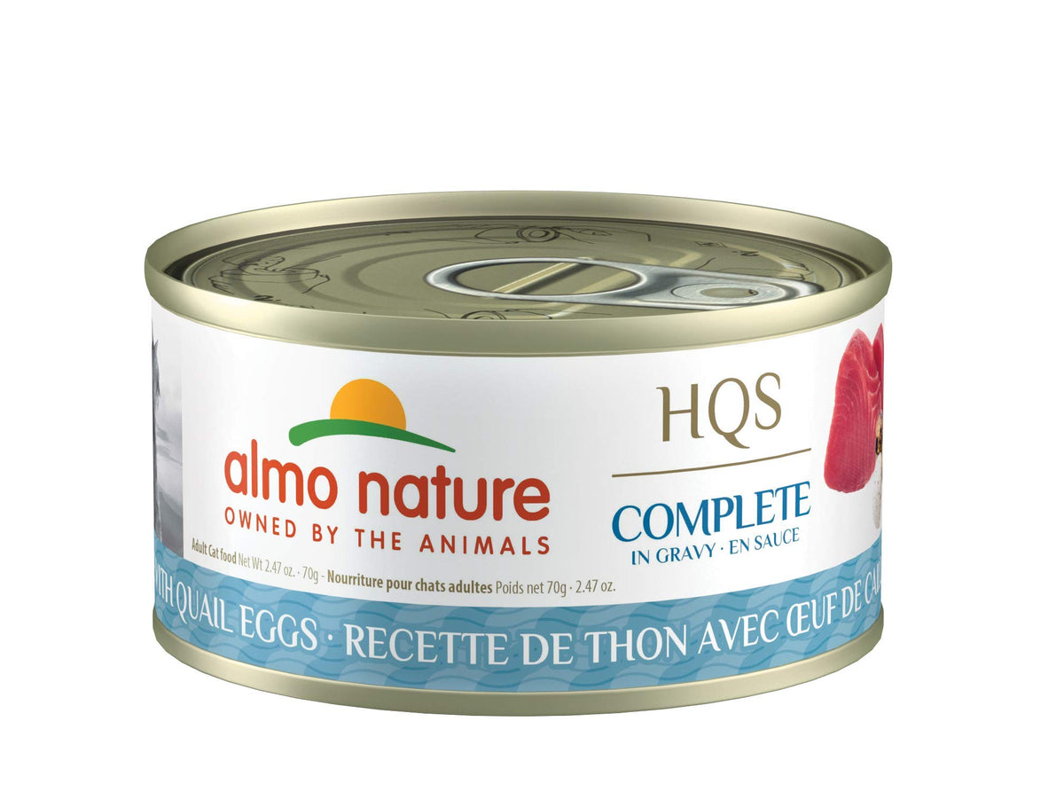 Almo Nature Hqs Complete Tuna With Quail Egg In Gravy , Grain Fre, Adult Cat Canned Wet Food, Flaked.